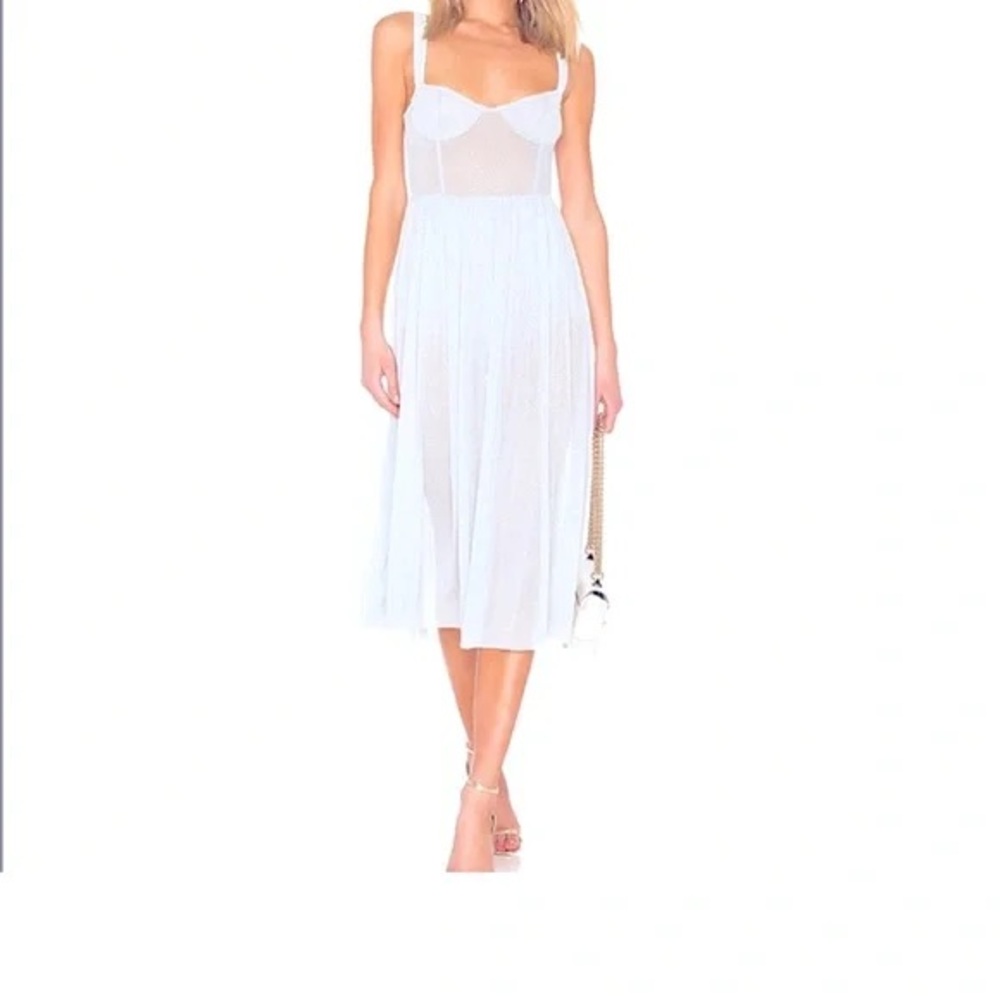MAJORELLE Sheer silver sparkles Midi Dress